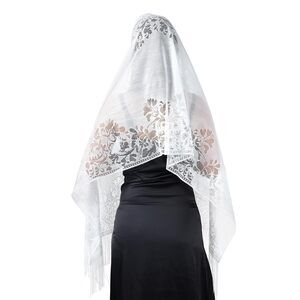 4745 Large Lace Shawl And Wraps For Women Embroidery Floral Scarf